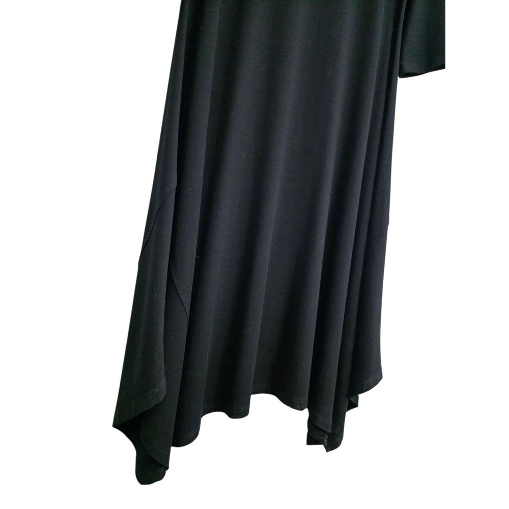 Eileen Fisher Dress‎ Womens Size XS Black Boat Neck Asymmetrical Midi 3/4 Sleeve - Picture 4 of 7